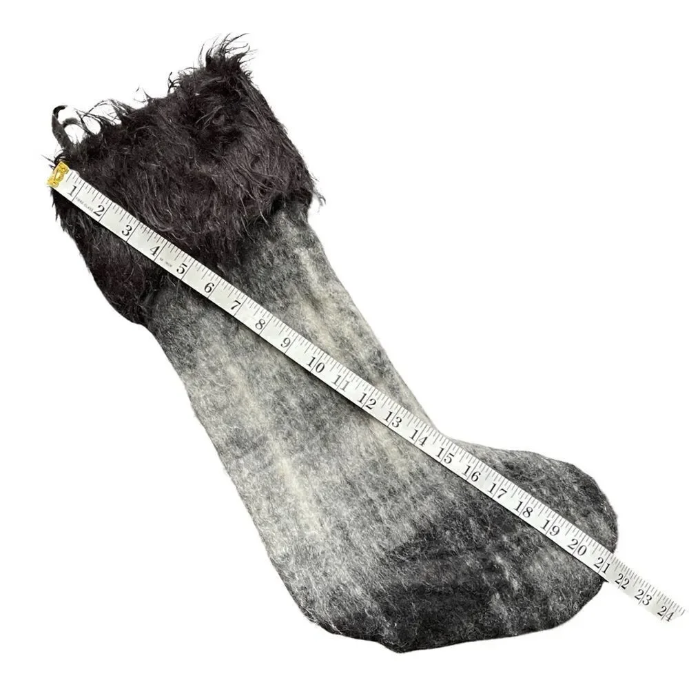 The Farmhouse Rachel Ashwell Smokey Grey Mohair Christmas Stocking 20” NWT